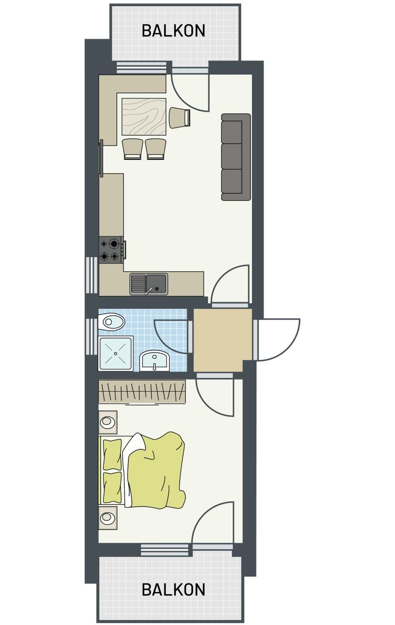 Apartment mit 1 Schlafzimmer