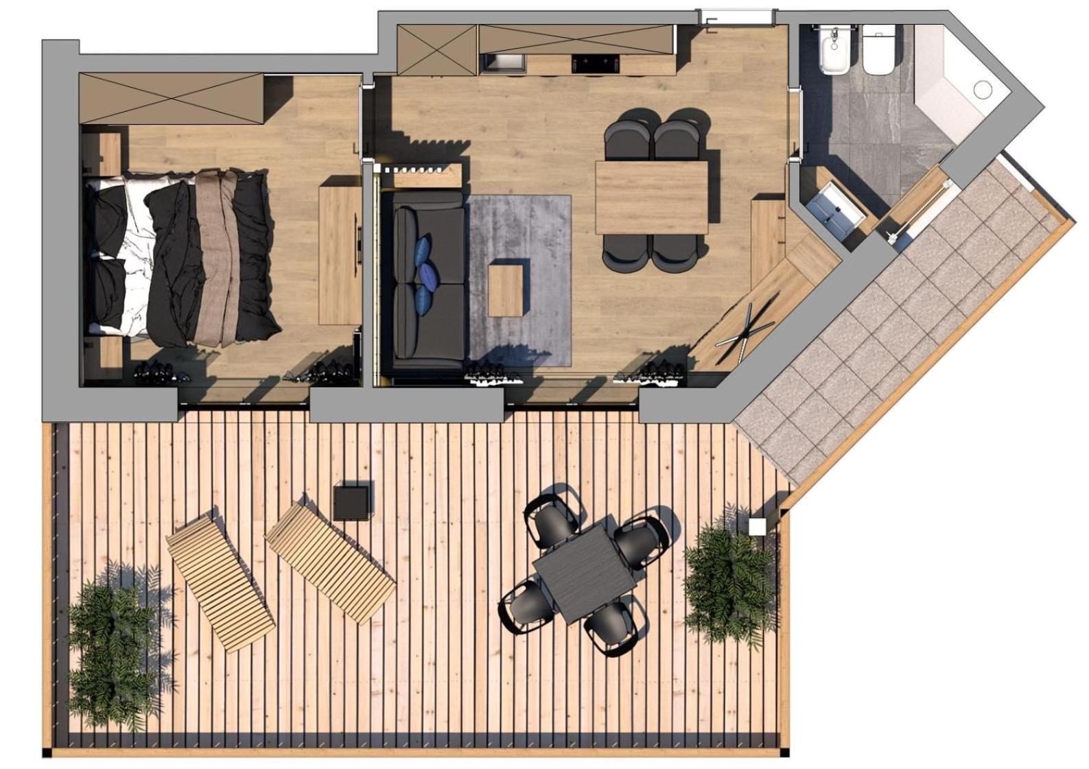 One-Bedroom Apartment Terrace