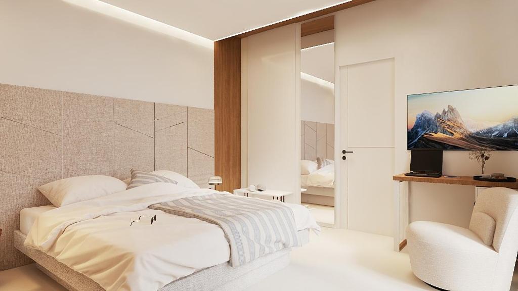 Doppel-/Zweibettzimmer mit seitlichem Meerblick